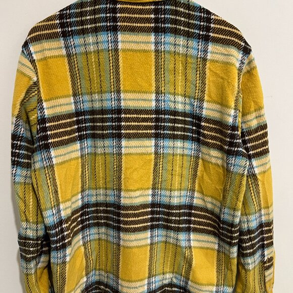 BILLIONAIRE BOYS CLUB Yellow Plaid Snap Down WEALTH Shirt sz LARGE L - Picture 9 of 9